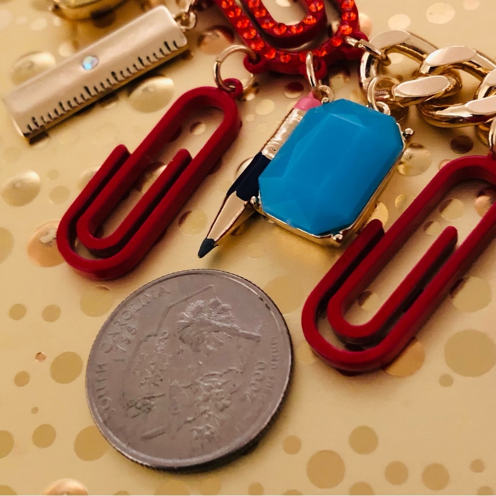 Authentic Betsey Johnson Necklace - School Charms Statement Gold Tone, NWT - Picture 15 of 16